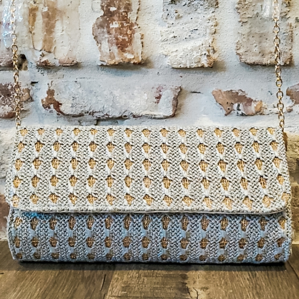Urban Expressions Gold Woven Crossbody Clutch Bag